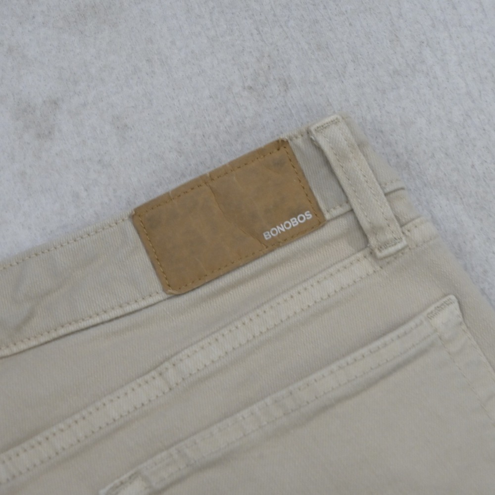Bonobos Denim Pants Mens 33x30 Tailored Fit Beige Stretch Casual